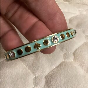 Kate Spade Bangle With Mint Green Enamel With Gold Spades And Clear Gemstones